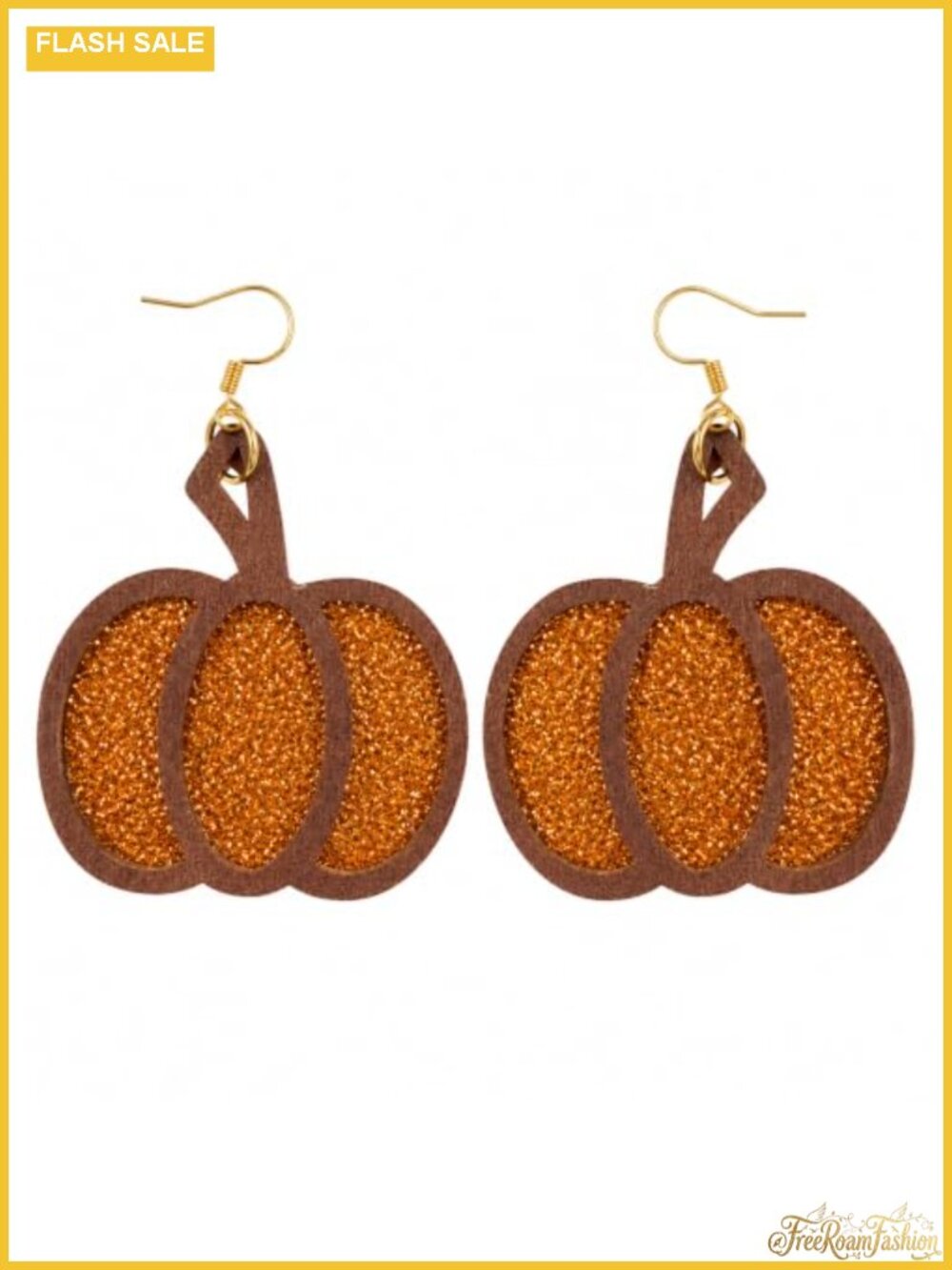 Thanksgiving Pumpkin Earrings Wooden Glitter Acrylic Drop Dangle Fall Jewelry